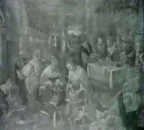 The Feast Of Dives And Lazarus Oil Painting by Jacopo Bassano (Jacopo da Ponte)