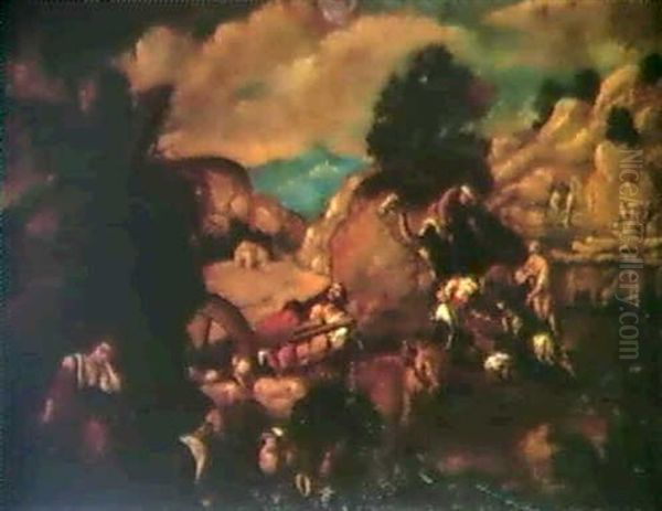 Rebekah At The Well  Rebekah And Essau Oil Painting by Jacopo Bassano (Jacopo da Ponte)
