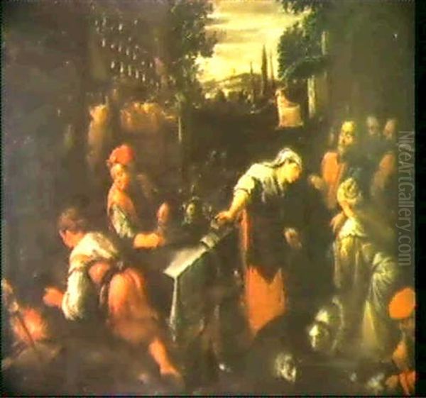 Christus Bei Maria Und Martha. Oil Painting by Jacopo Bassano (Jacopo da Ponte)