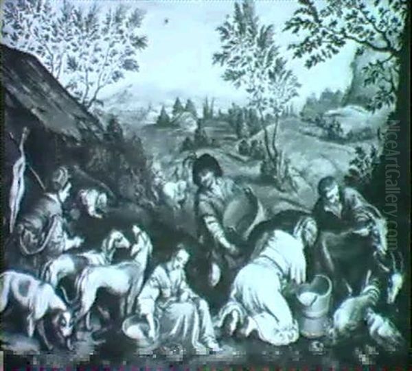 Auf Dem Lande Oil Painting by Jacopo Bassano (Jacopo da Ponte)