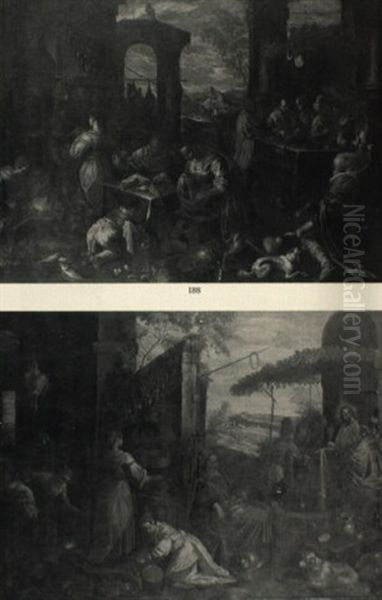 The Supper At Emmaus And The Return Of Saint Roch Oil Painting by Jacopo Bassano (Jacopo da Ponte)