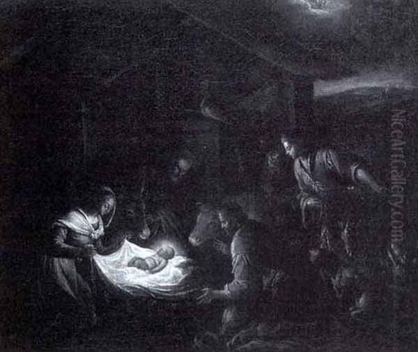 The Adoration Of The Shepherds Oil Painting by Jacopo Bassano (Jacopo da Ponte)
