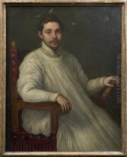 Portrait D'homme Assis Tenant Un Livre Oil Painting by Leandro Bassano
