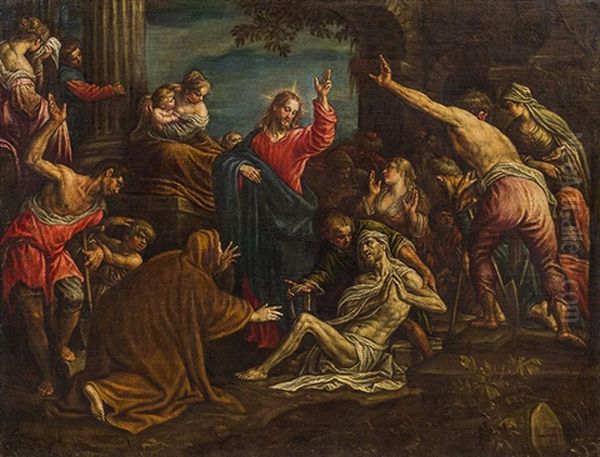 The Raising Of Lazarus Oil Painting by Leandro Bassano