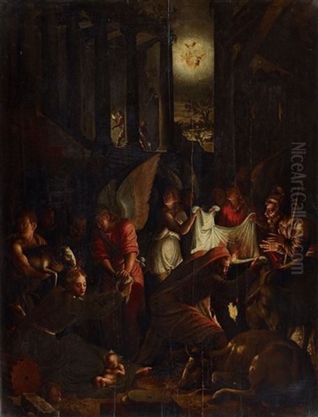 The Adoration Of The Shepherds Oil Painting by Leandro Bassano