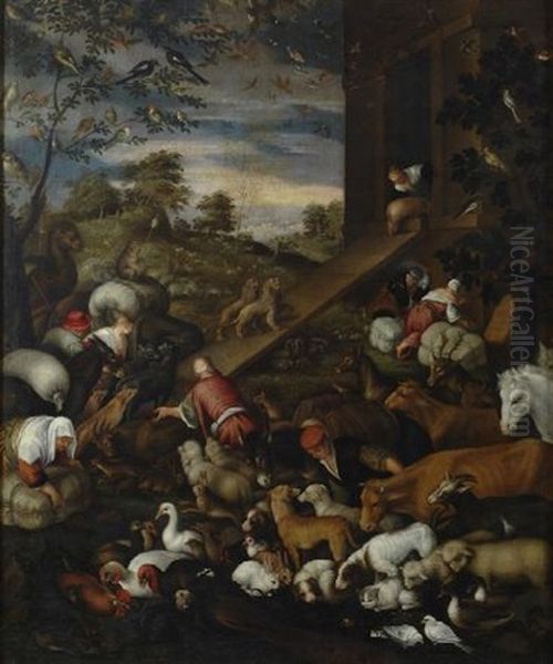 L'ingresso Degli Animali Nell'arca Di Noe Oil Painting by Leandro Bassano