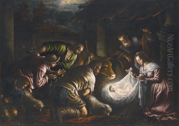 The Adoration Of The Shepherds Oil Painting by Leandro Bassano