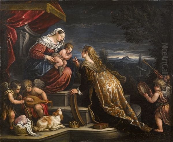 Die Mystische Vermahlung Der Heiligen Katharina Oil Painting by Leandro Bassano
