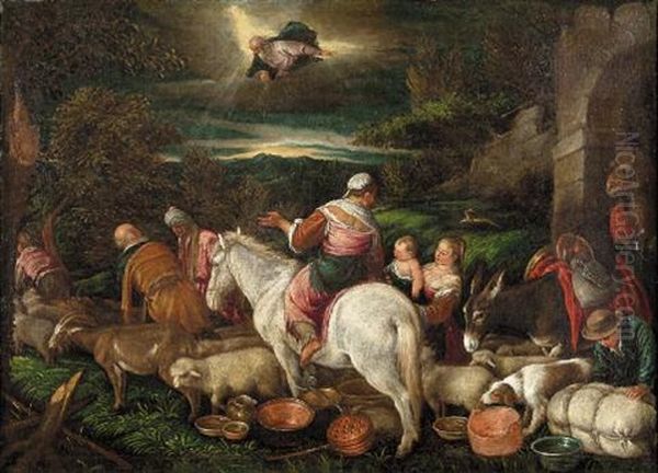 Il Viaggio Di Giacobbe Oil Painting by Leandro Bassano