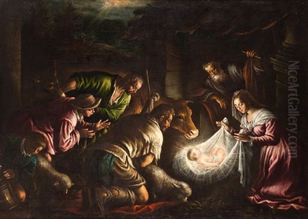 Adoracion De Los Pastores Oil Painting by Leandro Bassano