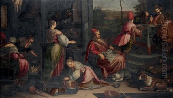 Le Repas Avec Les Pelerins D'emmaus Oil Painting by Leandro Bassano