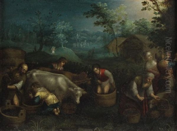 The Grape Harvest Oil Painting by Leandro Bassano