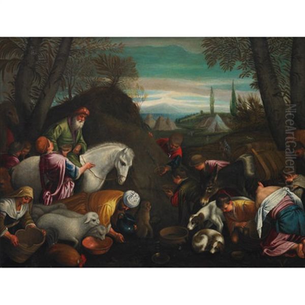 Encampment At A Watering Spring Oil Painting by Leandro Bassano