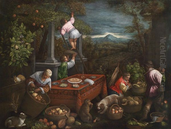 Eine Allegorie Der Erde Oil Painting by Leandro Bassano