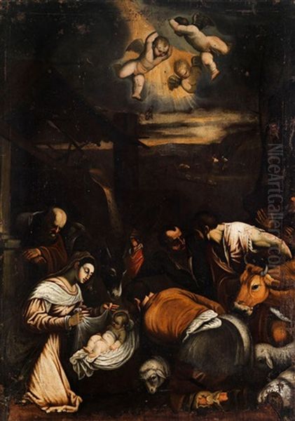 Anbetung Des Kindes Durch Die Hirten Oil Painting by Leandro Bassano