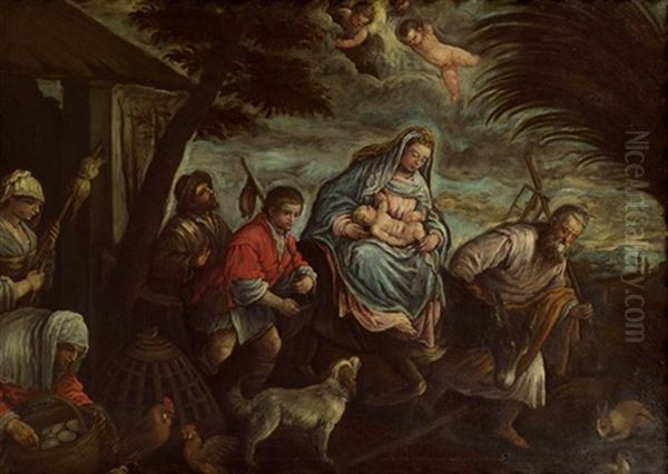 Die Flucht Nach Agypten Oil Painting by Leandro Bassano
