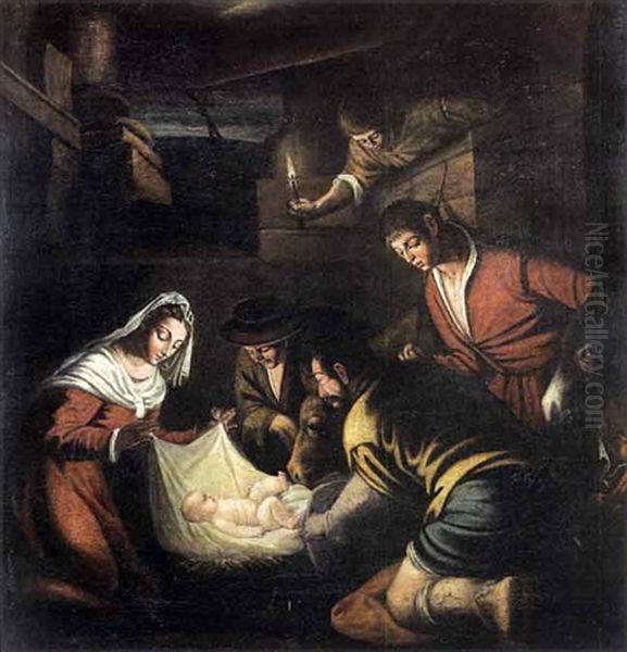 L'adoration Des Bergers Oil Painting by Leandro Bassano