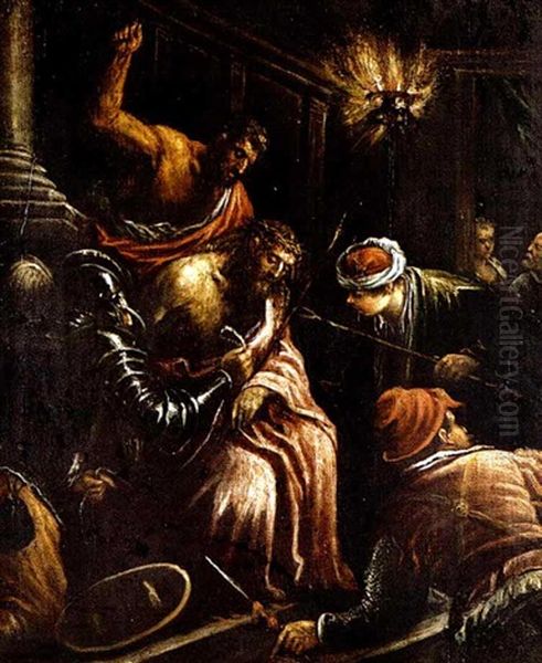 Cristo Coronato Di Spine Oil Painting by Leandro Bassano