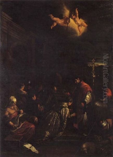 Battesimo Di Santa Lucilla Oil Painting by Leandro Bassano