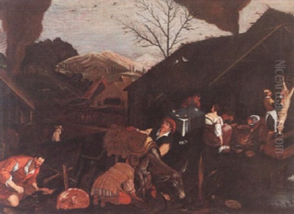 Monatsbild Janner Oil Painting by Leandro Bassano