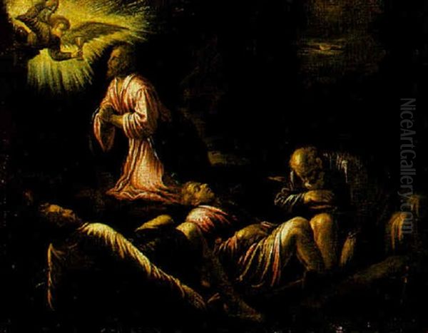 The Agony In The Garden Oil Painting by Leandro Bassano