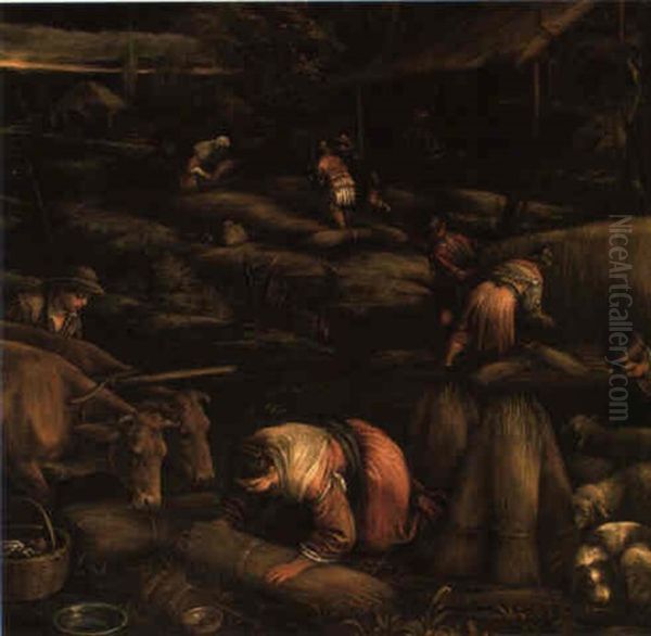 Summer: The Harvesters Oil Painting by Leandro Bassano