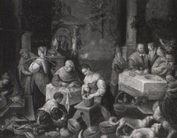 Das Gastmahl Der Reichen Oil Painting by Leandro Bassano