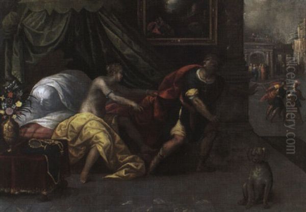 Potiphar, Die Frau Des Pharaos Und Josef Von Zgypten Oil Painting by Leandro Bassano