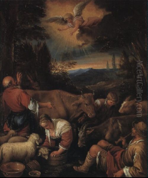 L'annonce Aux Bergers Oil Painting by Leandro Bassano