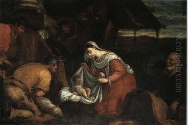 The Adoration Of The Shepherds Oil Painting by Leandro Bassano