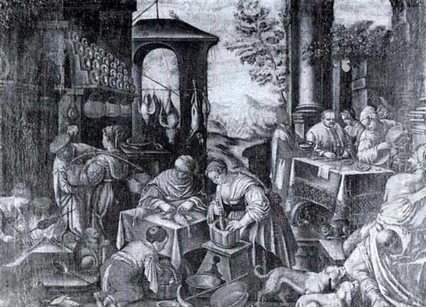 Der Reiche Prasser Und Der Arme Lazarus Oil Painting by Leandro Bassano