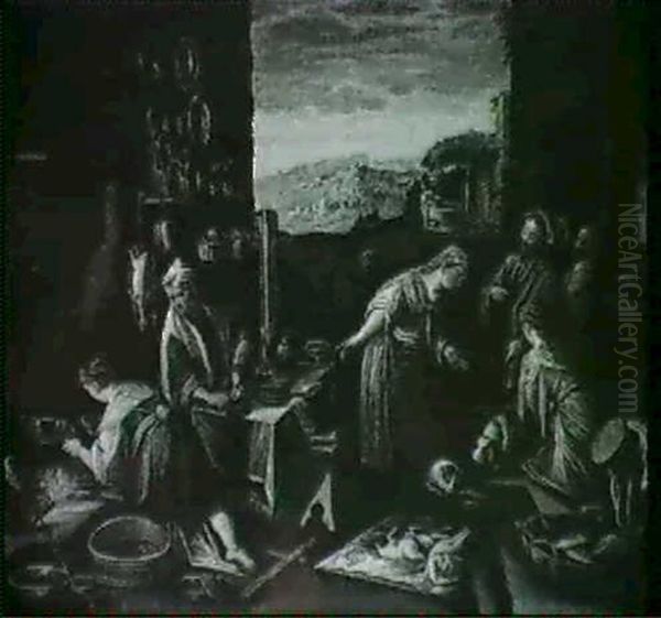 Interieur De Cuisine Oil Painting by Leandro Bassano