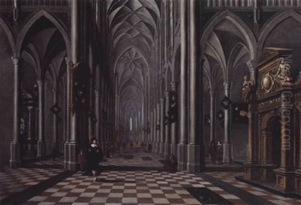 Interieur D'eglise Gothique Oil Painting by Bartholomeus Van Bassen