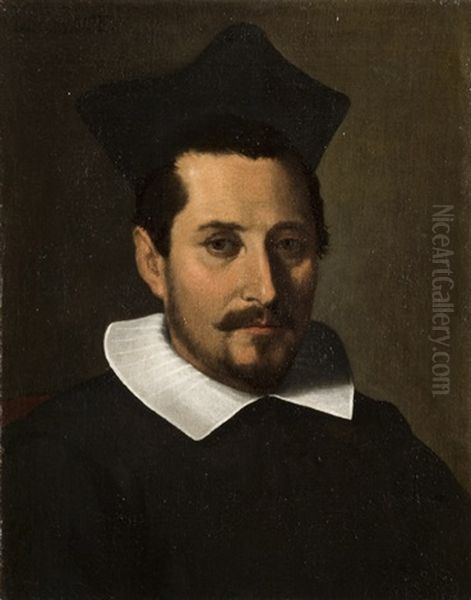 Ritratto Di Prelato Con Berretta Nera Oil Painting by Francesco-Maria Bassi the Elder