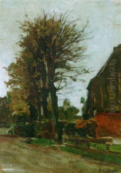 A Country Road With A Farm Oil Painting by Nicolaas Bastert