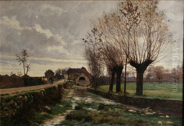 Le Lavoir D'optevoz, Isere Oil Painting by Jean-Celestin-Tancrede Bastet