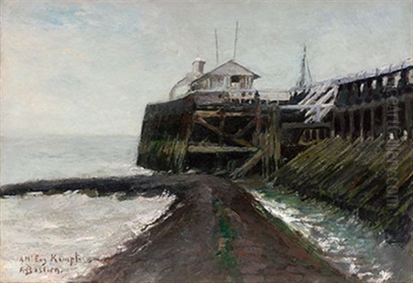 View Of Nieuwpoort Pier Oil Painting by Alfred Bastien