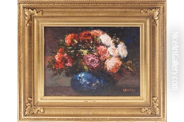Still Life Of Flowers Oil Painting by Alfred Bastien