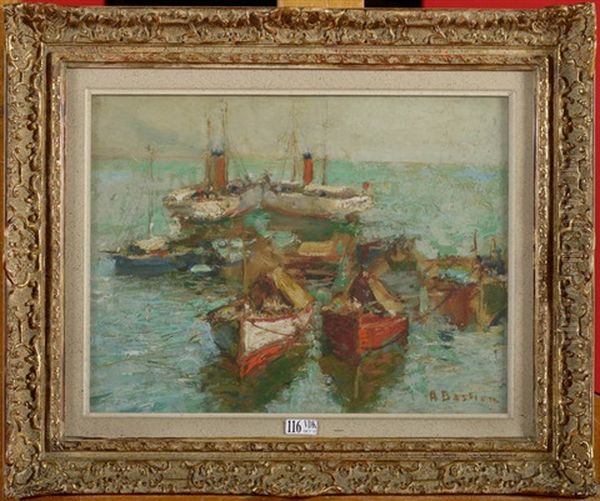 Bateaux De Peche Oil Painting by Alfred Bastien