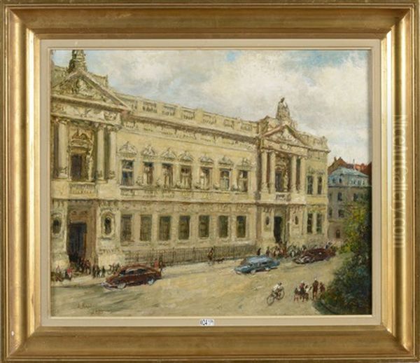 La Banque Nationale De Belgique A Bruxelles Oil Painting by Alfred Bastien