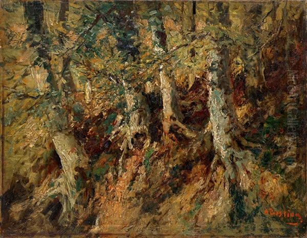 Forest Oil Painting by Alfred Bastien