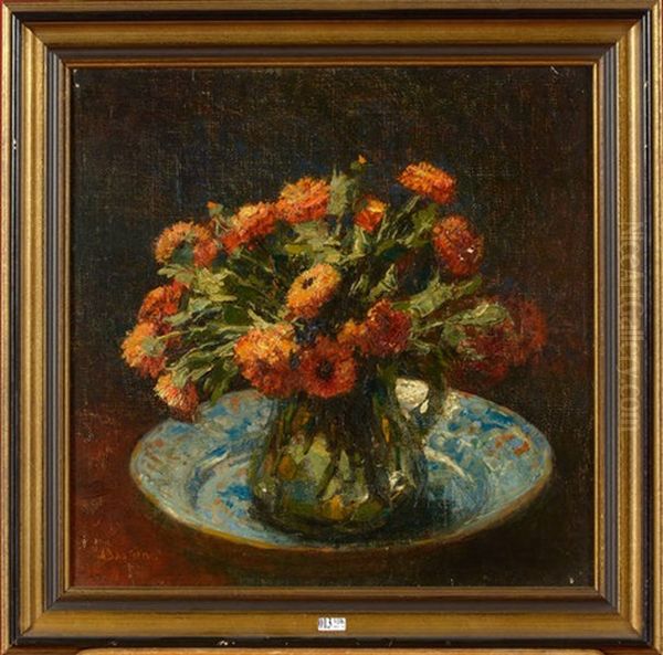 Vase De Fleurs Oil Painting by Alfred Bastien