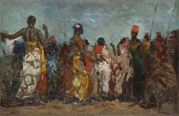 Scene De Marche Au Congo (pair) Oil Painting by Alfred Bastien