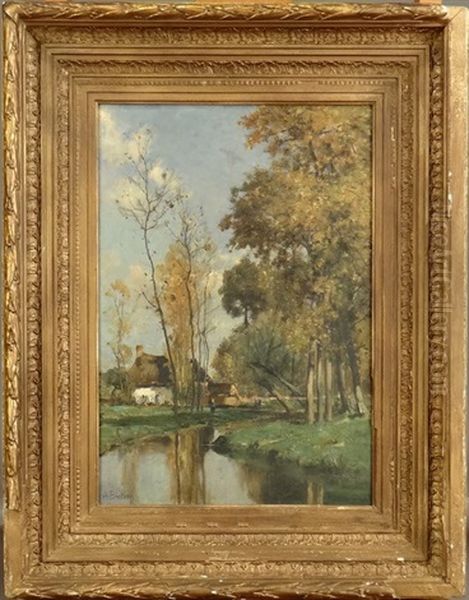 Cours D'eau Pres De La Ferme Oil Painting by Alfred Bastien