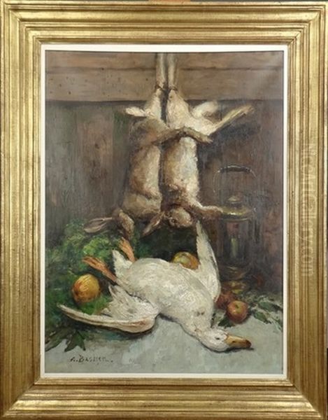 Nature Morte Canard Et Lapin Oil Painting by Alfred Bastien