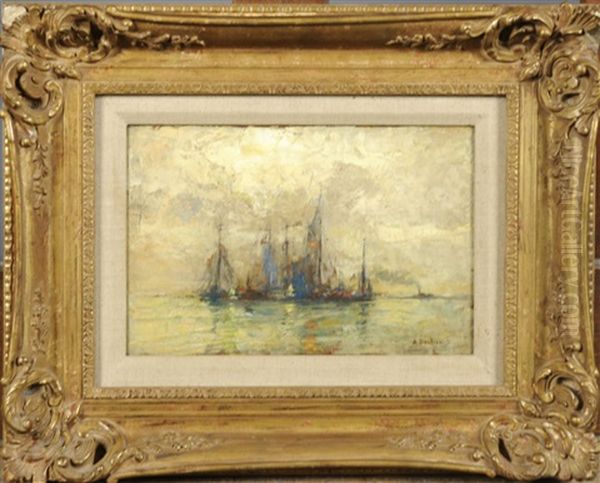 Chalutier Par Temps Calme Oil Painting by Alfred Bastien