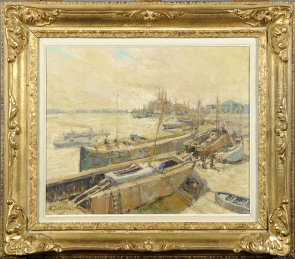 Bateaux En Cale Seche Oil Painting by Alfred Bastien