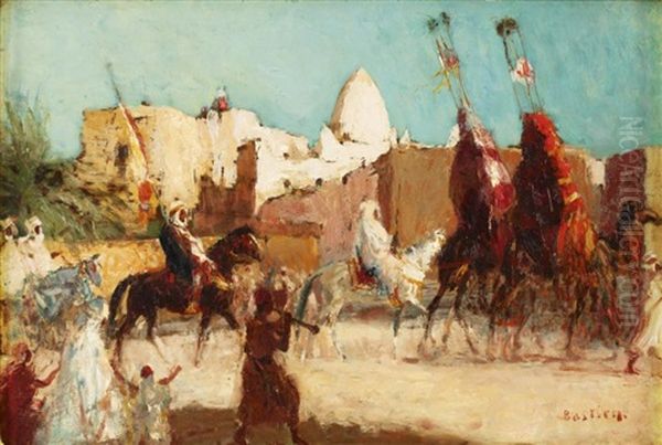 Cortege De La Mariee Oil Painting by Alfred Bastien