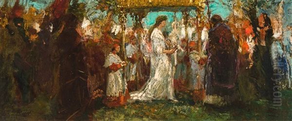 La Procession Oil Painting by Alfred Bastien