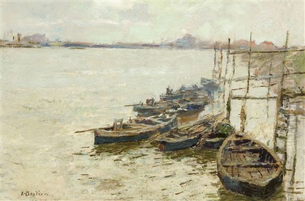 Vue Sur Un Canal Oil Painting by Alfred Bastien